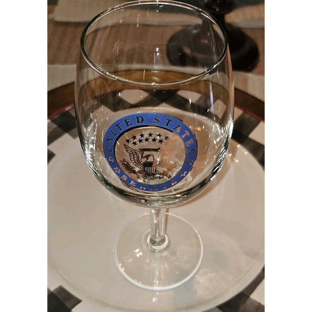 Clear Wine Glass United States Senate Seal Rare Unique Collector Item Decorative